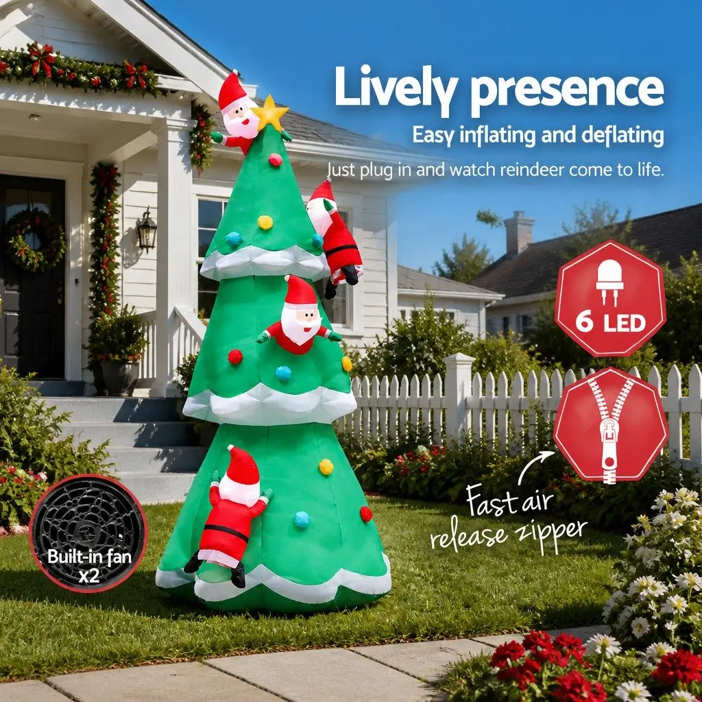 Christmas Inflatable Santa Tree 5M Illuminated Multicoloured Indoor Outdoor
