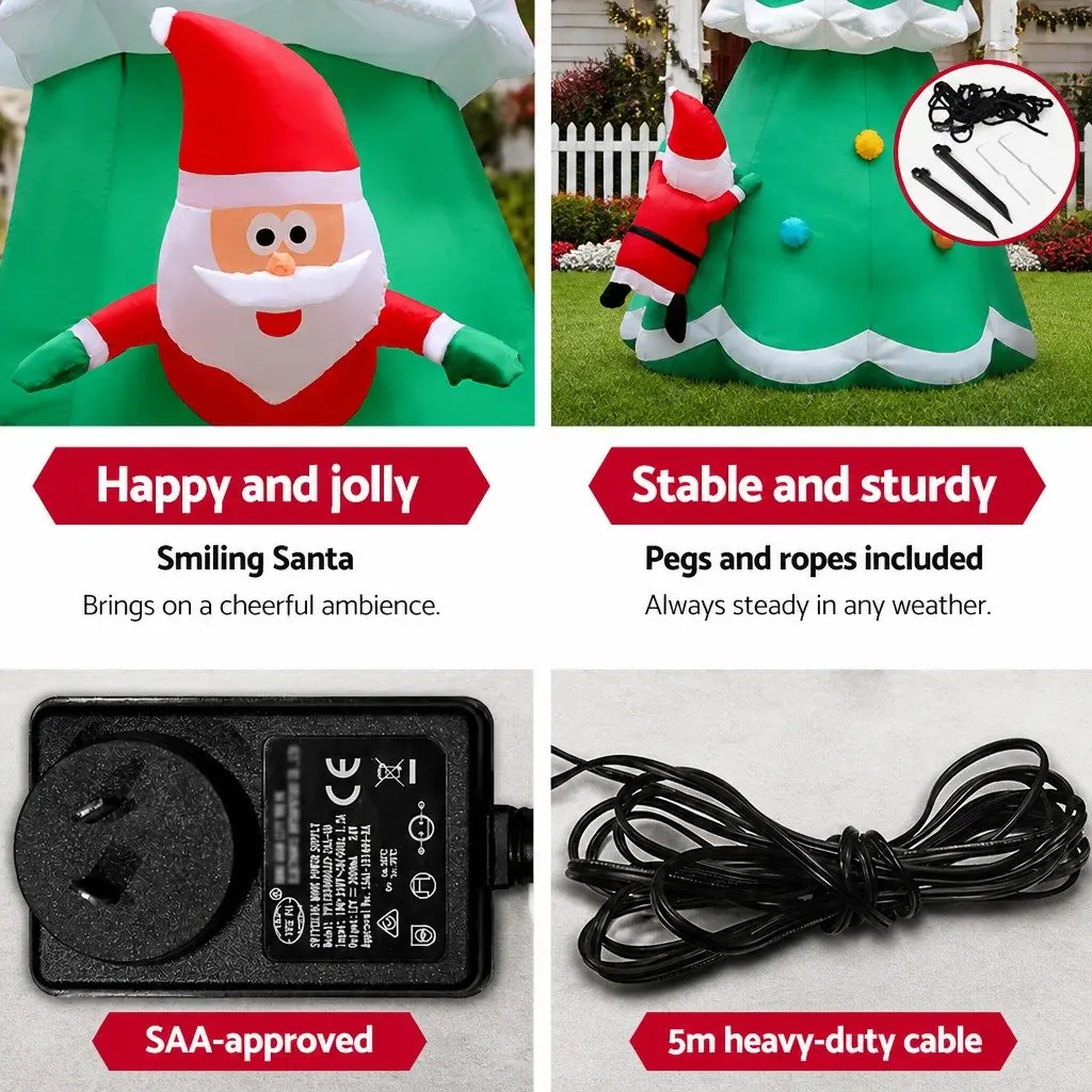 Christmas Inflatable Santa Tree 5M Illuminated Multicoloured Indoor Outdoor
