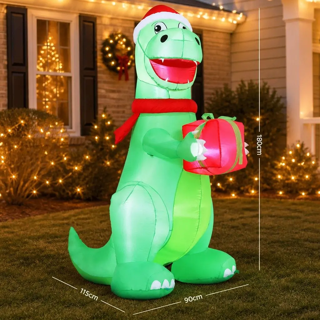 Christmas Inflatable Dinosaur 1.8M Height LED Multicolour Outdoor Indoor