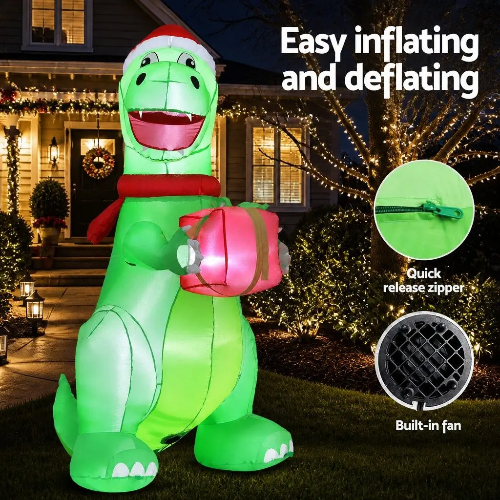 Christmas Inflatable Dinosaur 1.8M Height LED Multicolour Outdoor Indoor
