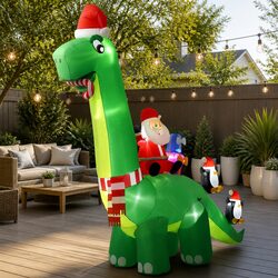 Practical Inflatable Santa Dinosaur for Holiday Settings 3.8M