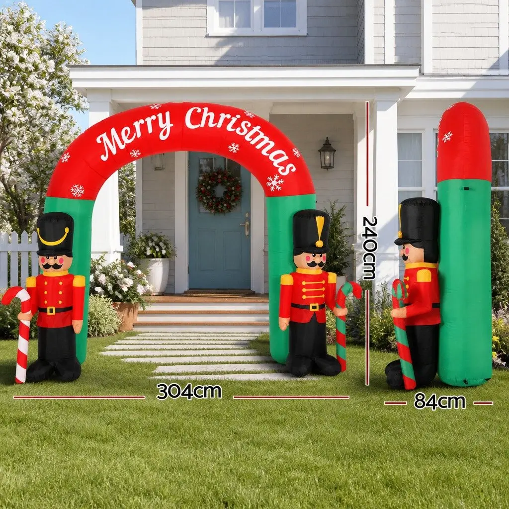 Christmas Inflatable Nutcracker Archway 3M LED Illuminated Multicoloured 190T Polyester