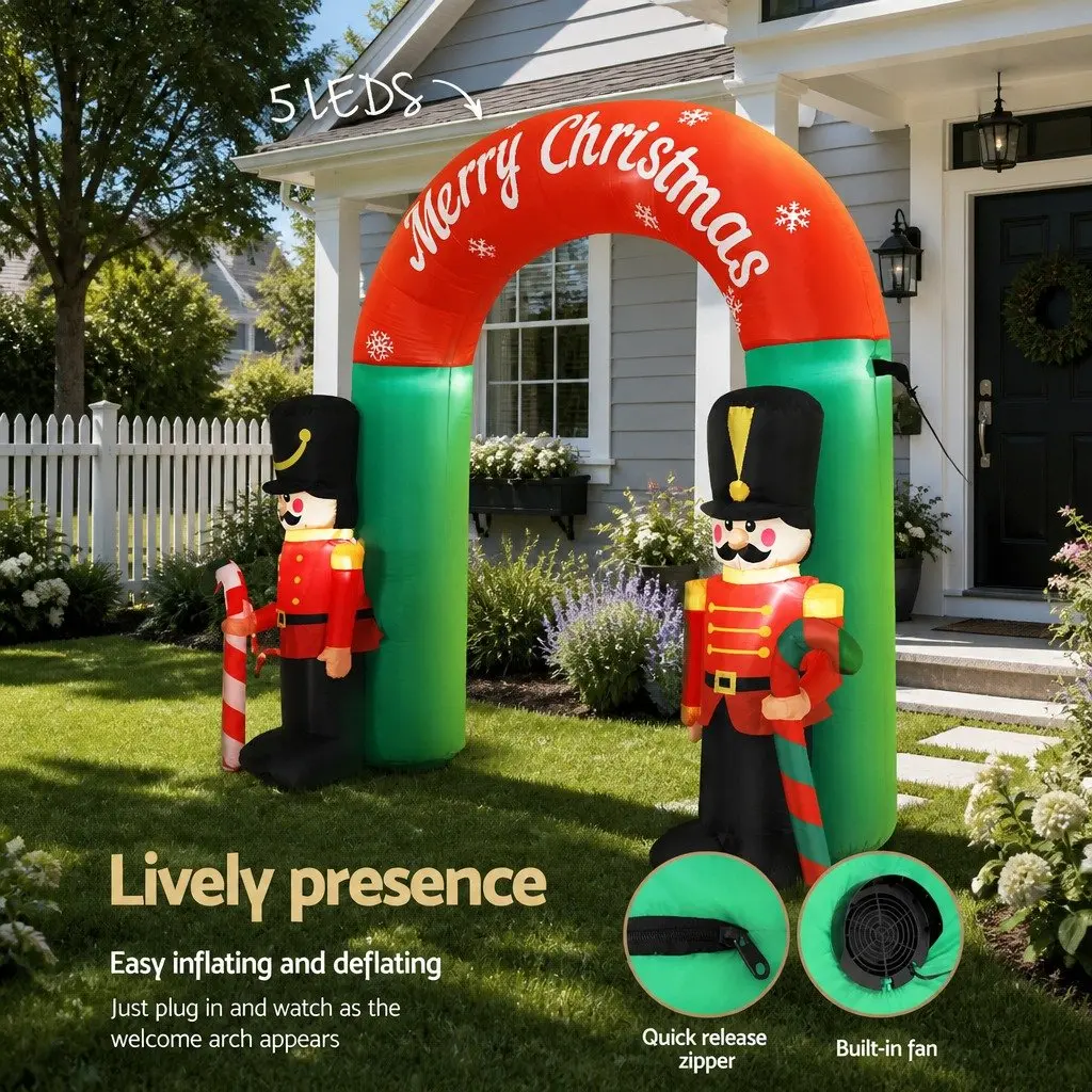 Christmas Inflatable Nutcracker Archway 3M LED Illuminated Multicoloured 190T Polyester