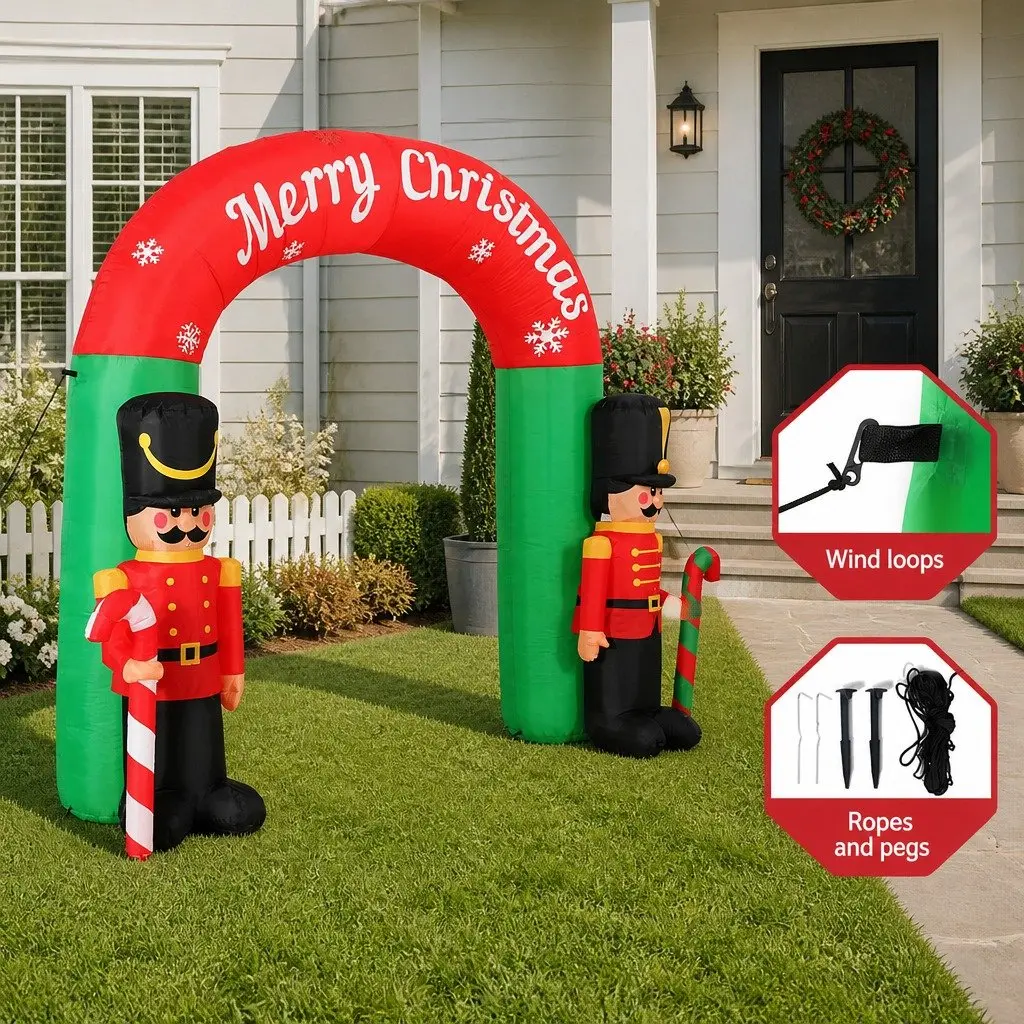 Christmas Inflatable Nutcracker Archway 3M LED Illuminated Multicoloured 190T Polyester