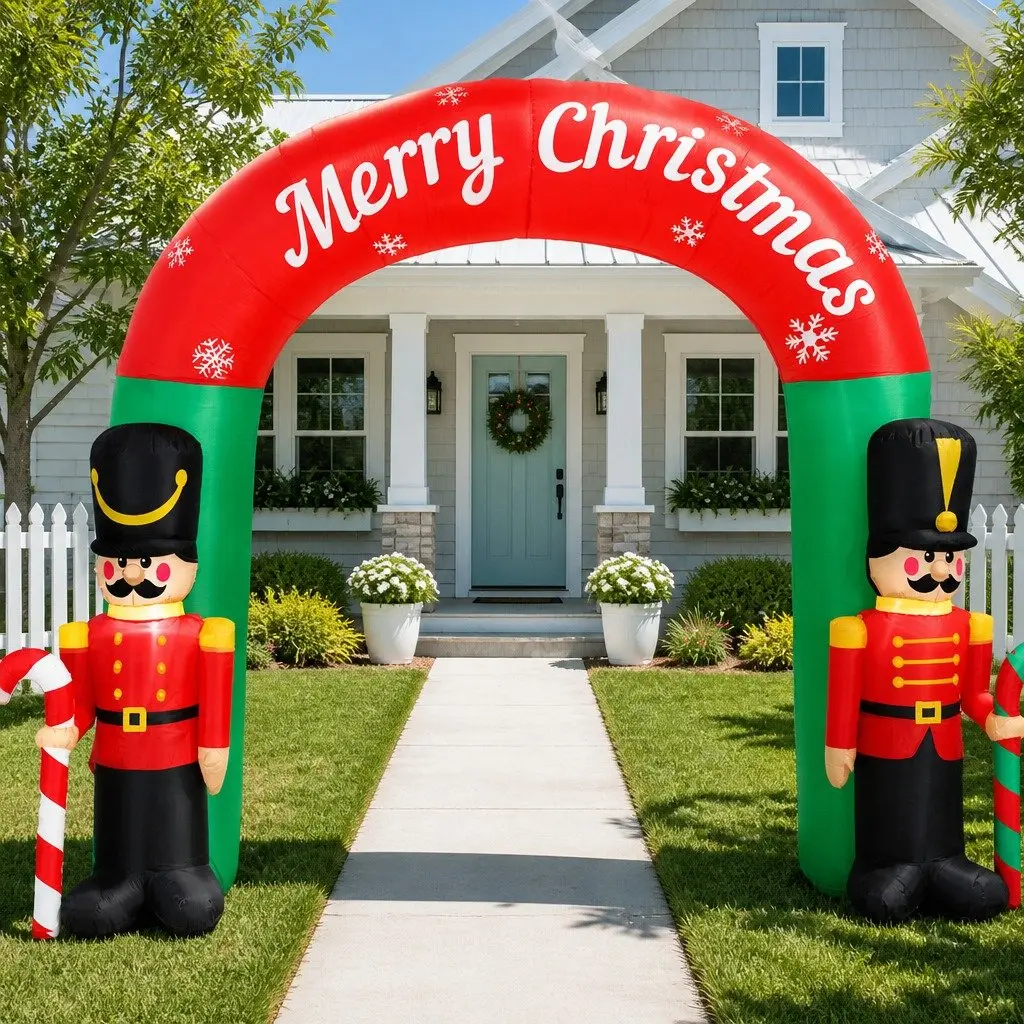 Christmas Inflatable Nutcracker Archway 3M LED Illuminated Multicoloured 190T Polyester