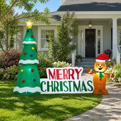 Practical 2.4m Inflatable Gingerbread Man for Holiday Cheer