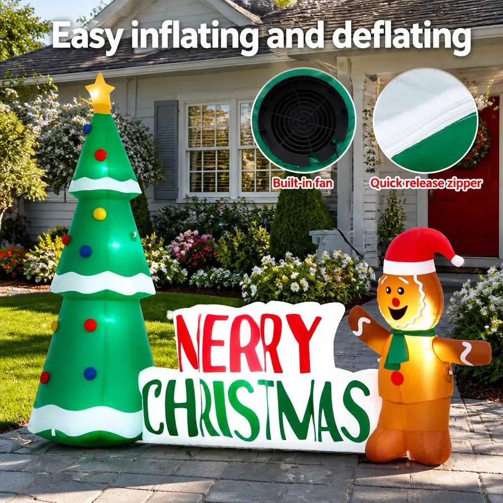 2.4m Inflatable Gingerbread Man for Holiday Cheer