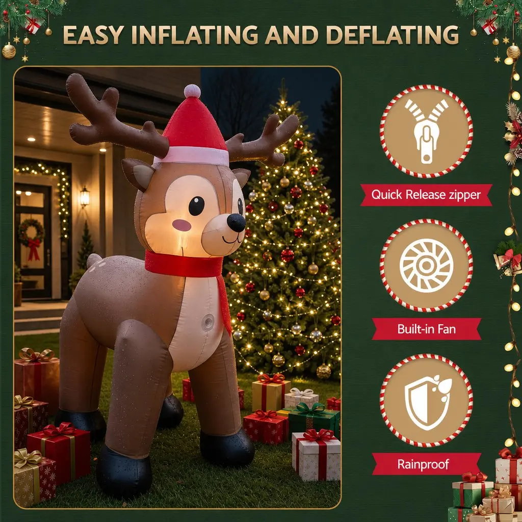 Inflatable Reindeer for Holiday Decorations