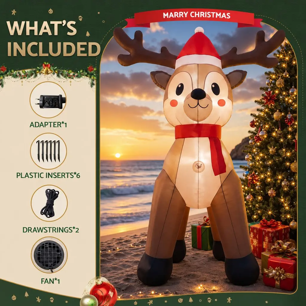 Inflatable Reindeer for Holiday Decorations