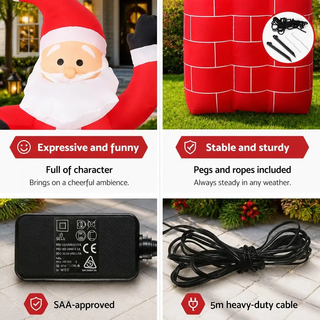 Christmas Inflatable Decoration LED Illuminated 1.8M Multicoloured