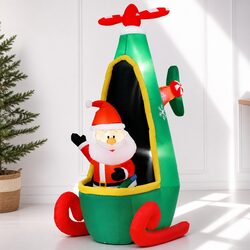 Practical 2.55M Christmas Inflatable Santa Helicopter for Your Home