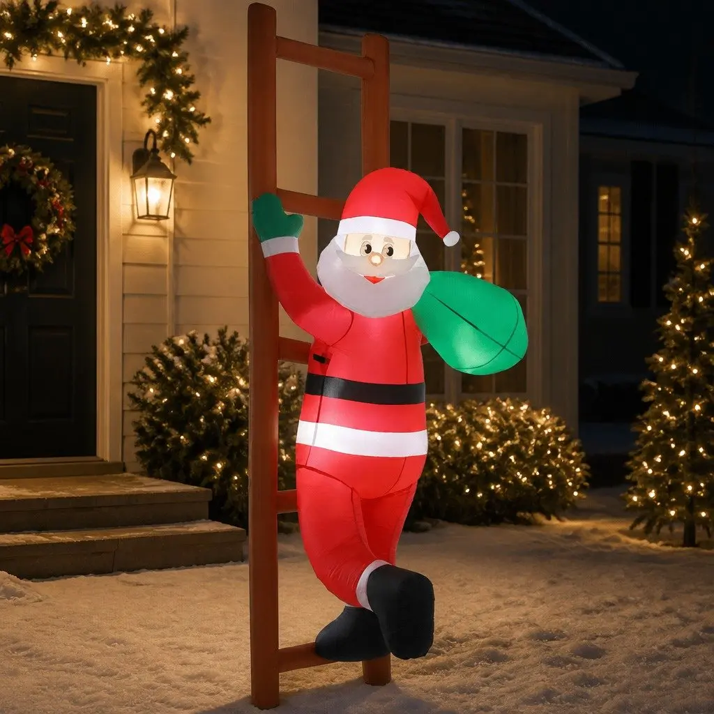 2.45M Inflatable Santa Climbing Ladder for Celebrations