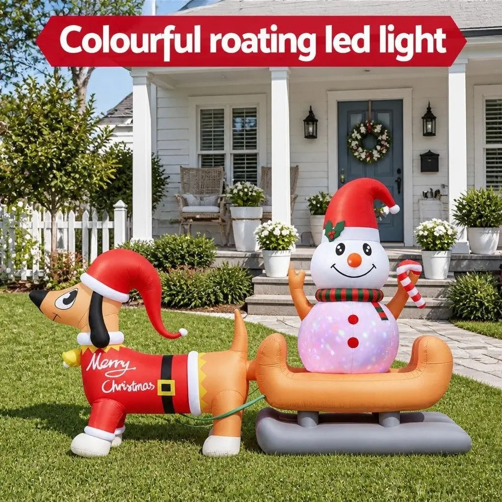 Inflatable Christmas Snowman and Dog Outdoor Decoration 4.2M Tall Multicolour LED Illuminated