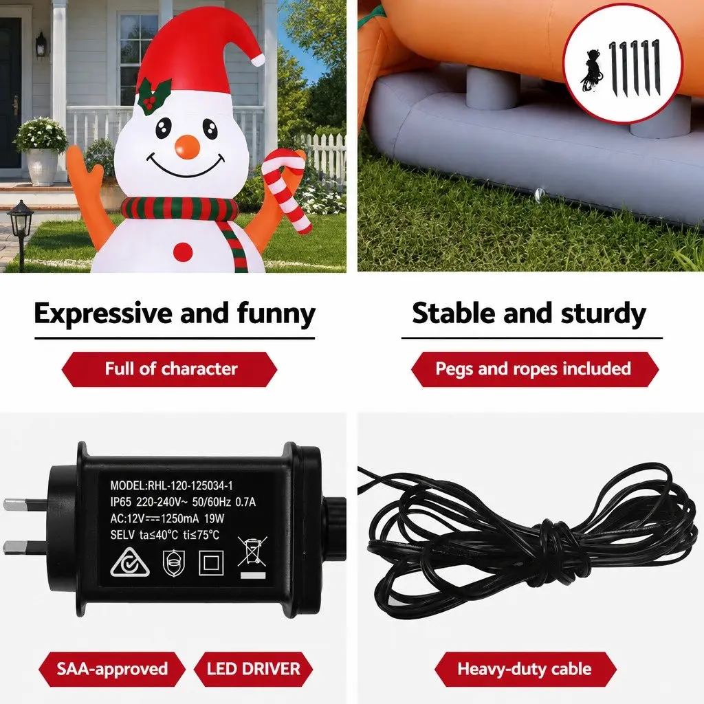 Inflatable Christmas Snowman and Dog Outdoor Decoration 4.2M Tall Multicolour LED Illuminated