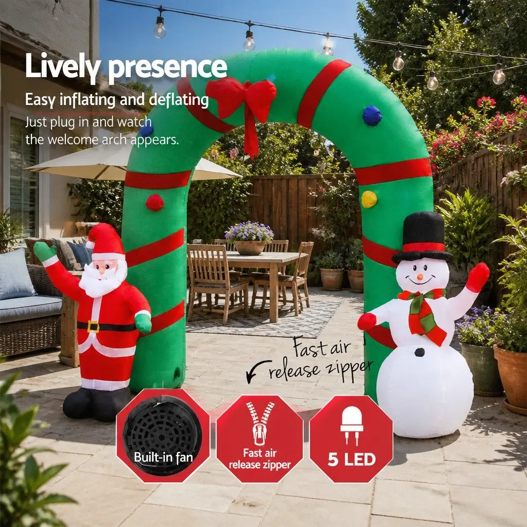 Christmas Inflatable Archway 2.8M LED Multicoloured Outdoor Decoration