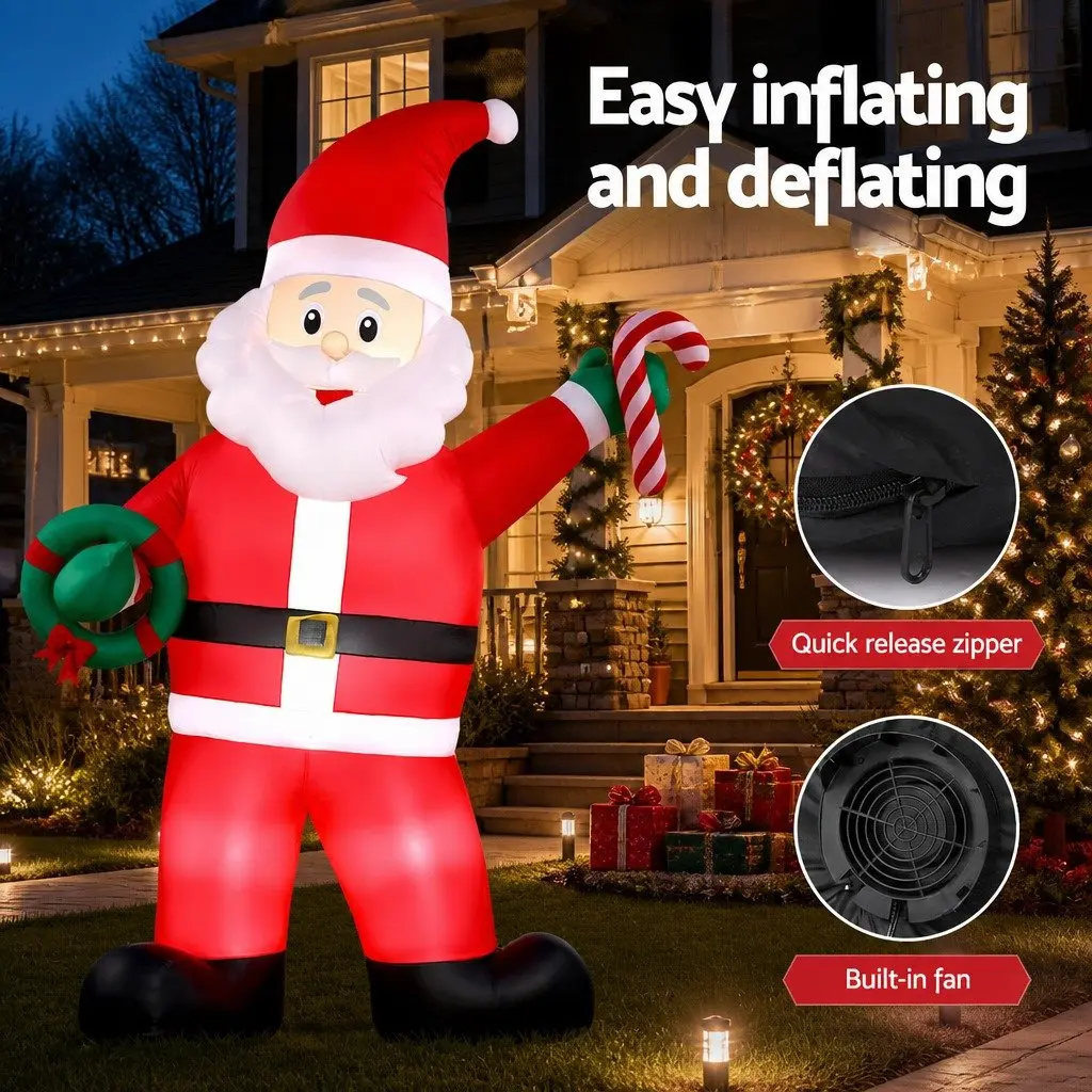 Inflatable Santa Decoration 3.8M Height LED Multicolour Outdoor