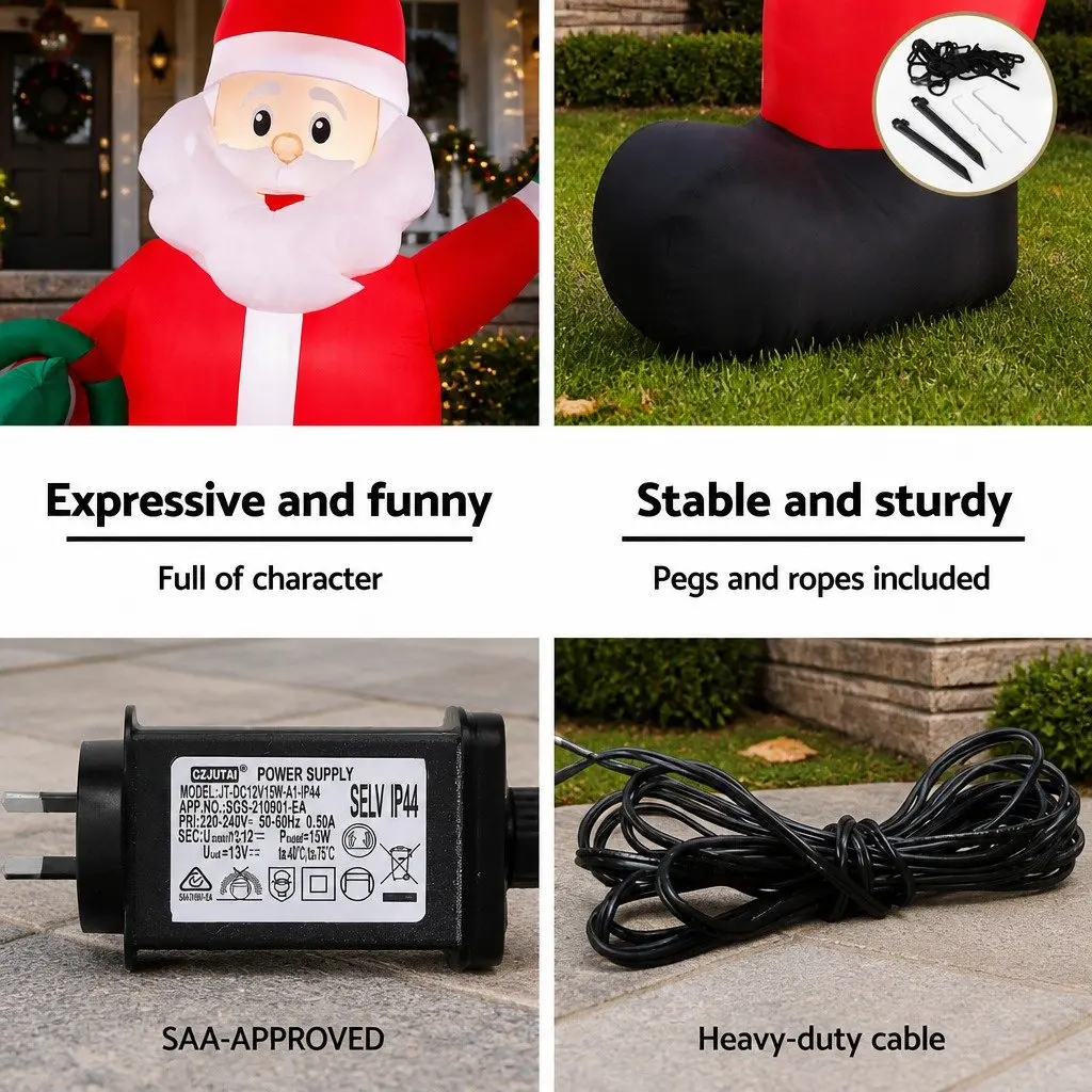 Inflatable Santa Decoration 3.8M Height LED Multicolour Outdoor