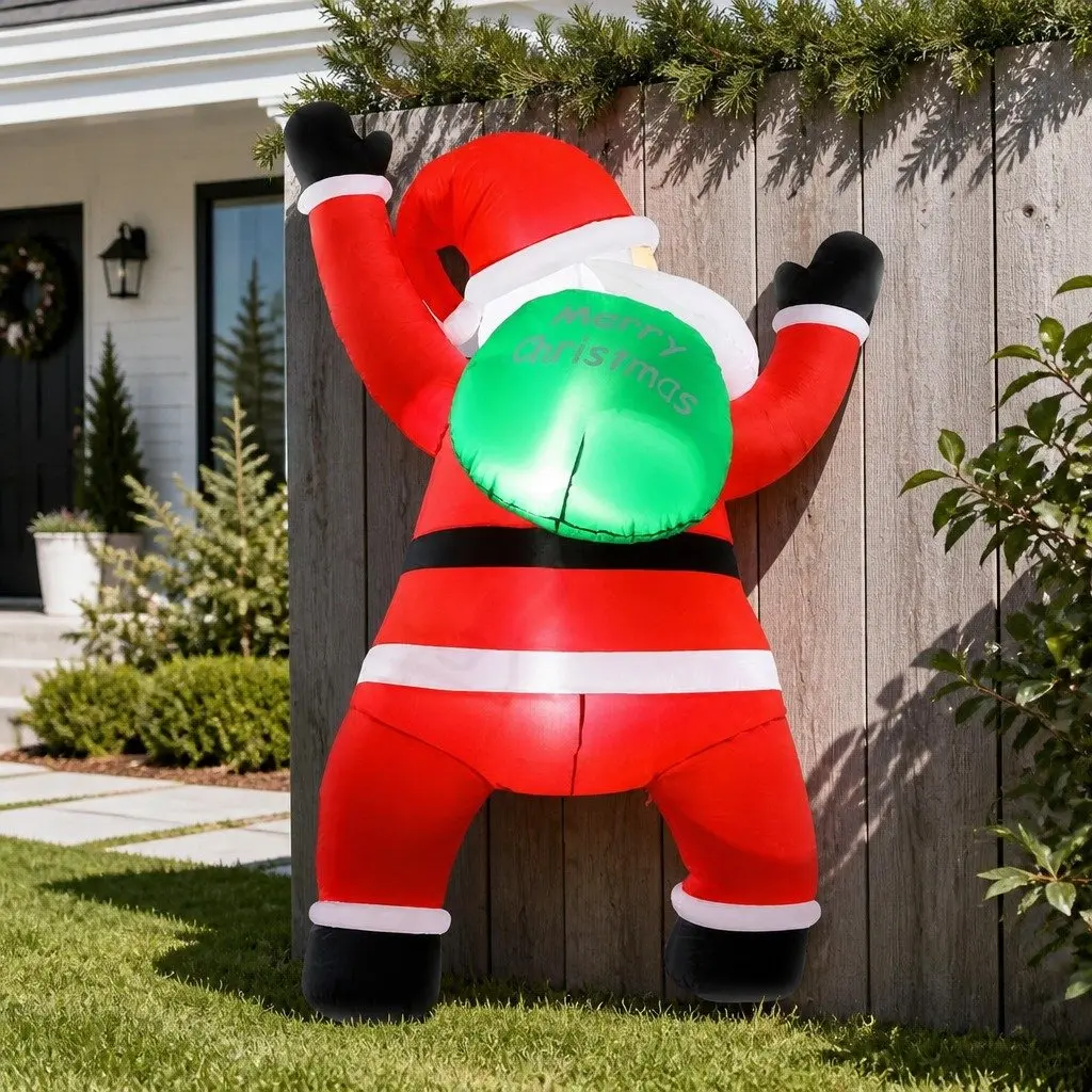 Christmas Inflatable Santa Climbing 1.9M LED Multicolour Outdoor Indoor
