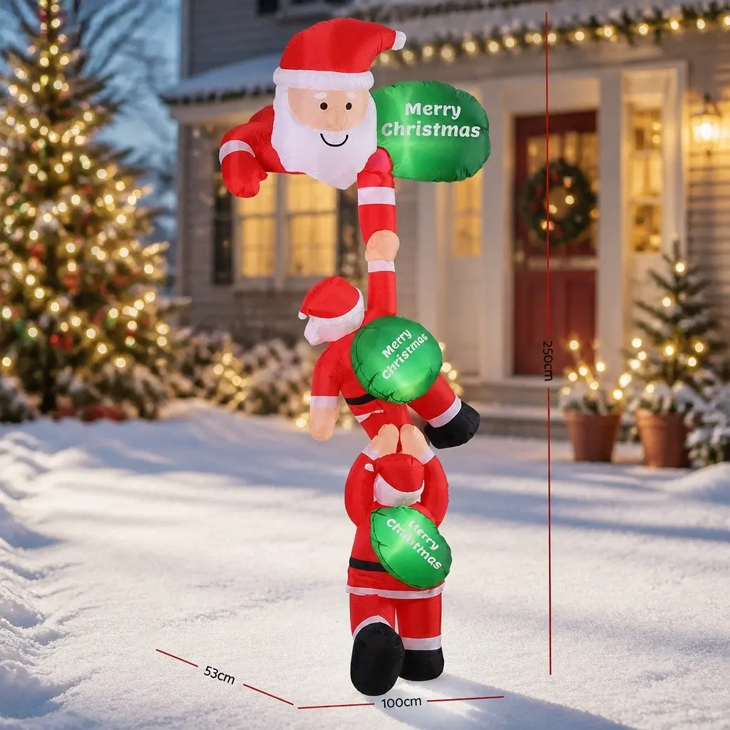 Christmas Inflatable Climbing Santa 2.5M LED Multicolour Outdoor Indoor Decorations
