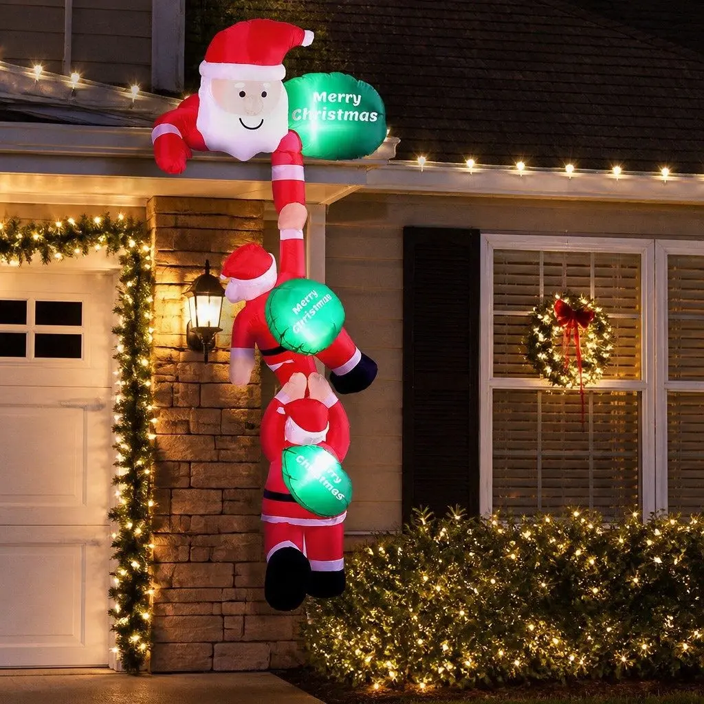 Christmas Inflatable Climbing Santa 2.5M LED Multicolour Outdoor Indoor Decorations