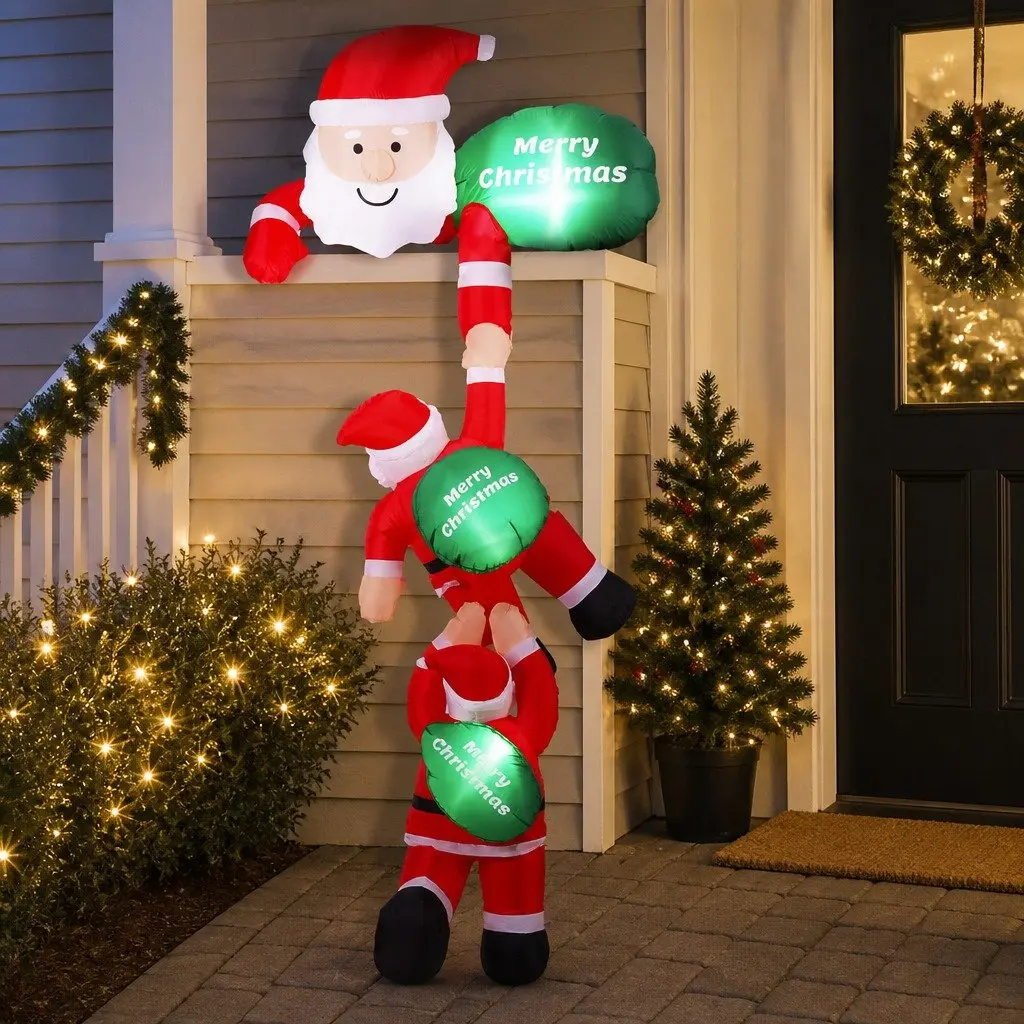 Christmas Inflatable Climbing Santa 2.5M LED Multicolour Outdoor Indoor Decorations