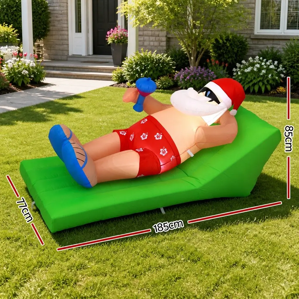 Christmas Inflatable Santa Bench 1.8M LED Multicolour Outdoor Indoor Decoration