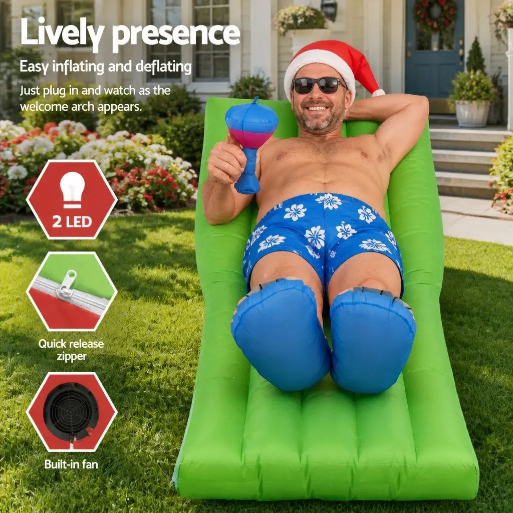 Christmas Inflatable Santa Bench 1.8M LED Multicolour Outdoor Indoor Decoration