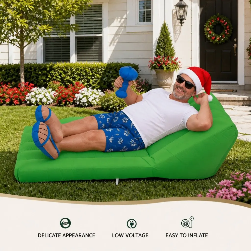 Christmas Inflatable Santa Bench 1.8M LED Multicolour Outdoor Indoor Decoration