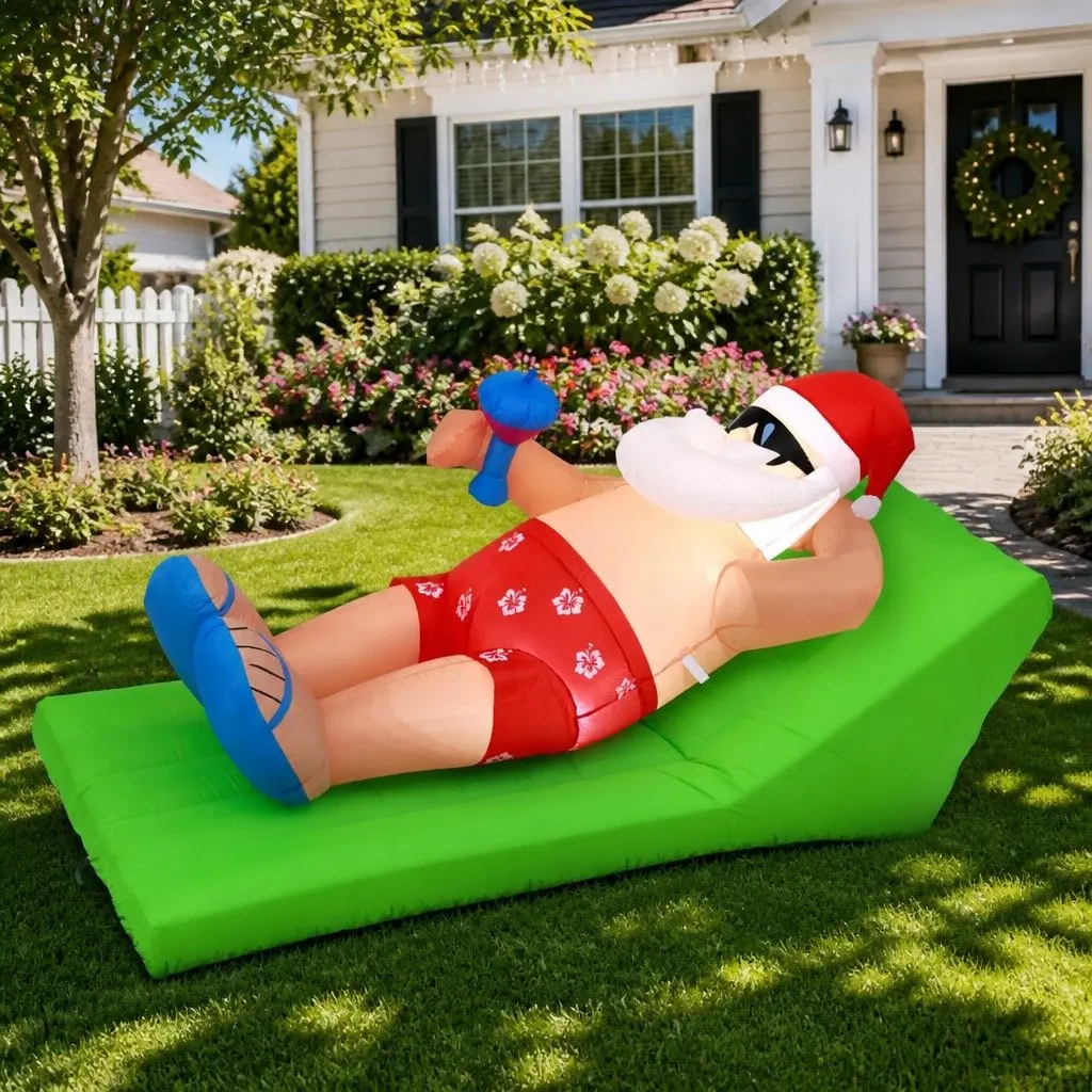Christmas Inflatable Santa Bench 1.8M LED Multicolour Outdoor Indoor Decoration