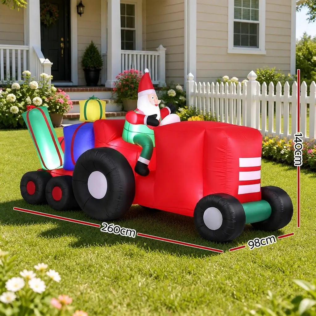 Christmas Inflatable Santa Truck 2.6M Polyester Multicolour LED Indoor Outdoor Display