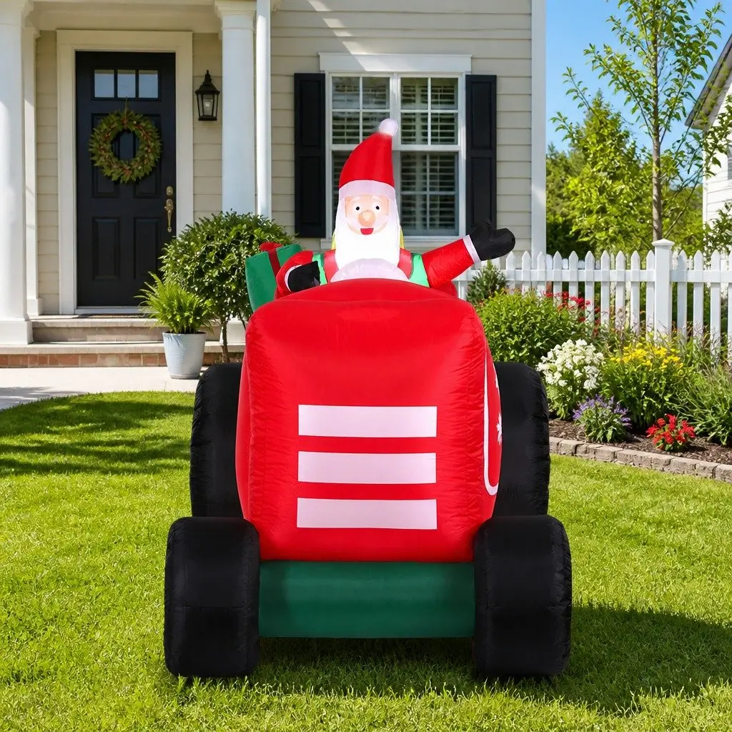 Christmas Inflatable Santa Truck 2.6M Polyester Multicolour LED Indoor Outdoor Display