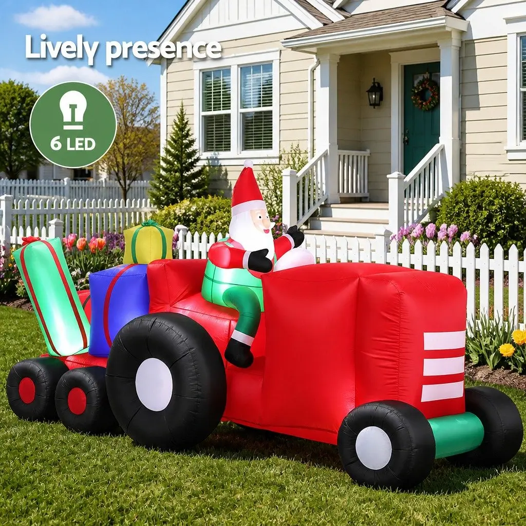 Christmas Inflatable Santa Truck 2.6M Polyester Multicolour LED Indoor Outdoor Display