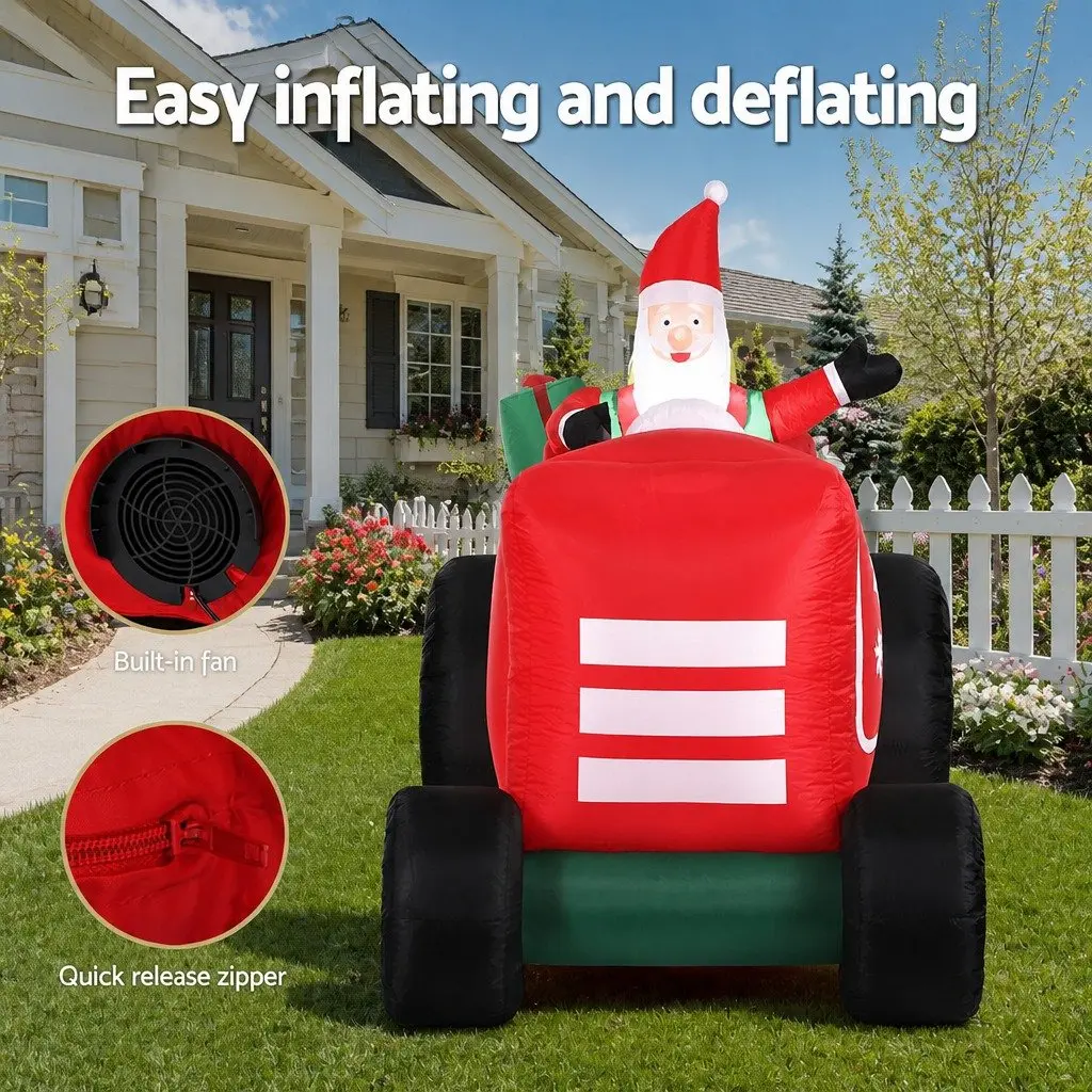 Christmas Inflatable Santa Truck 2.6M Polyester Multicolour LED Indoor Outdoor Display