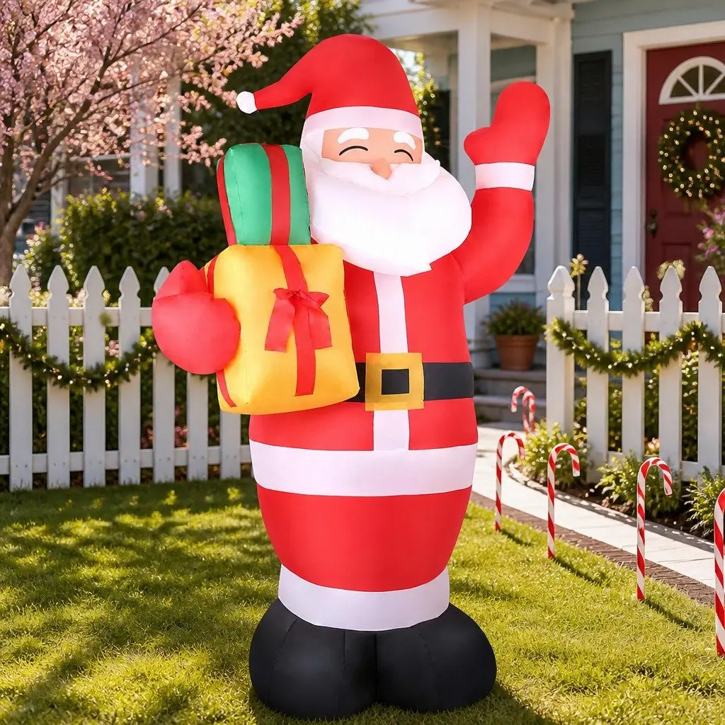 Christmas Inflatable Santa 2.4M Multicoloured LED Lights Decoration