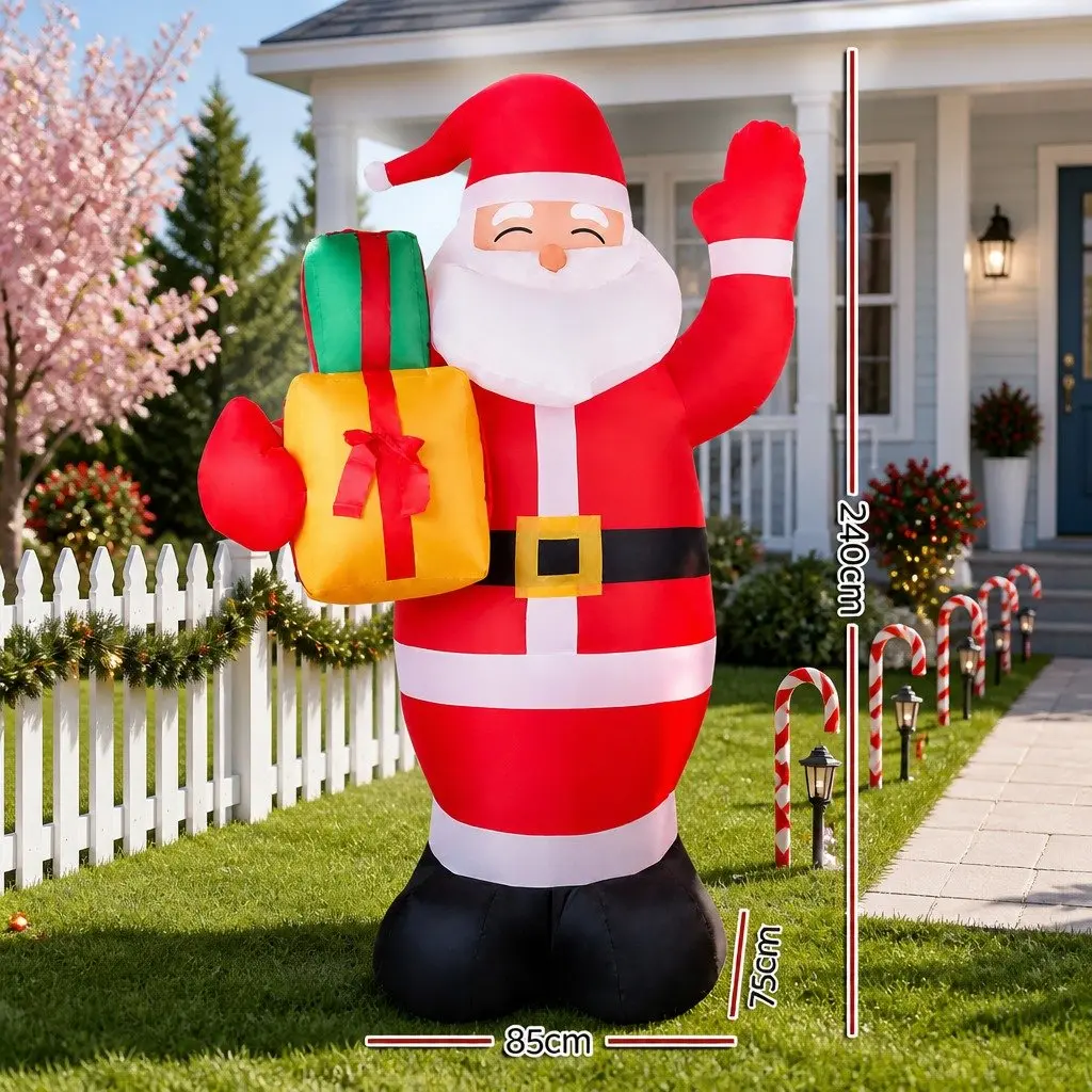 Christmas Inflatable Santa 2.4M Multicoloured LED Lights Decoration