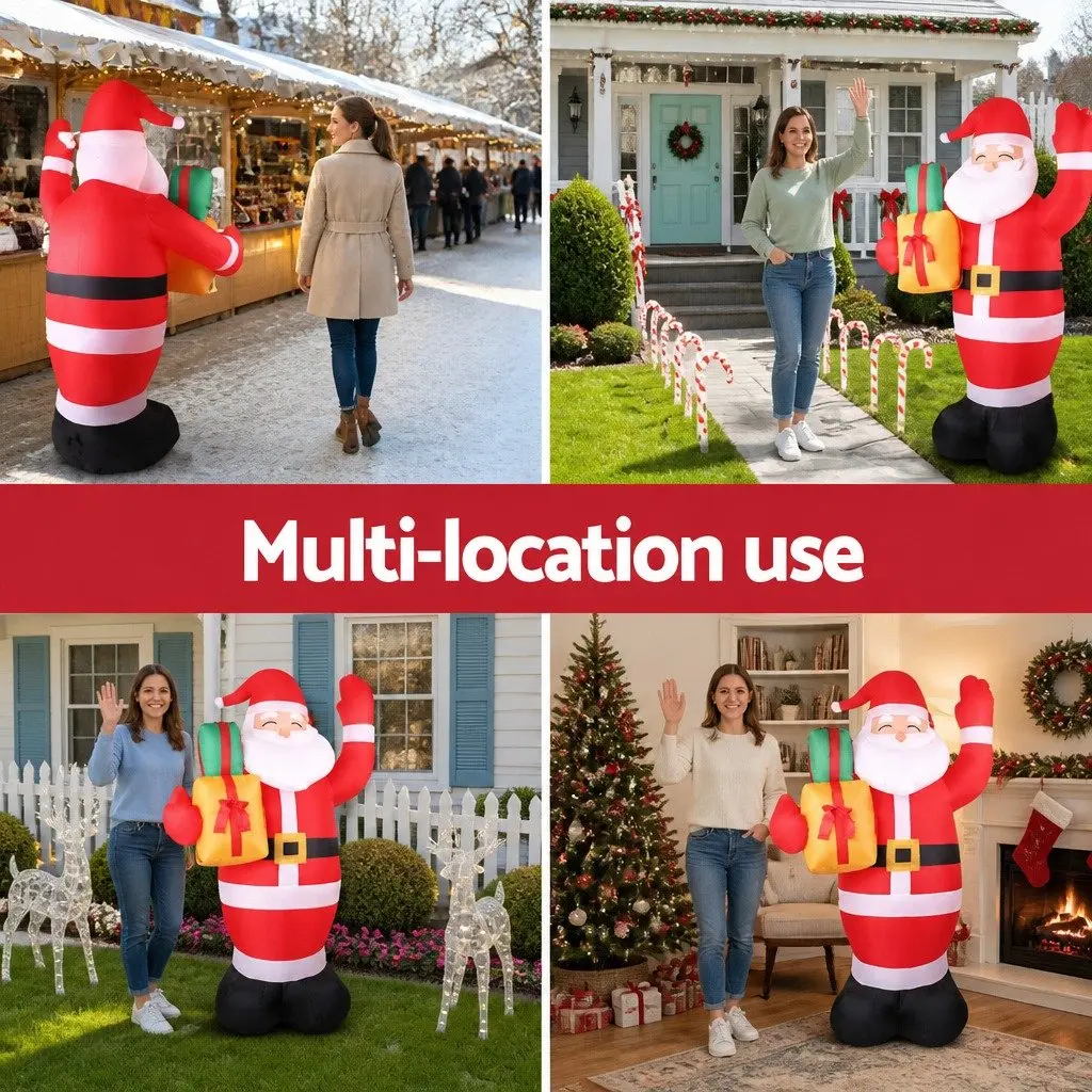 Christmas Inflatable Santa 2.4M Multicoloured LED Lights Decoration