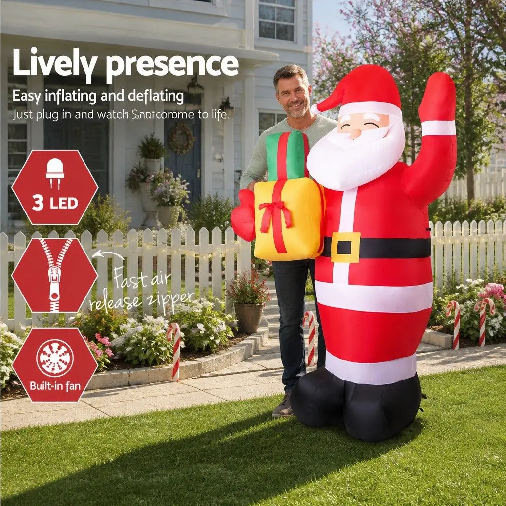 Christmas Inflatable Santa 2.4M Multicoloured LED Lights Decoration