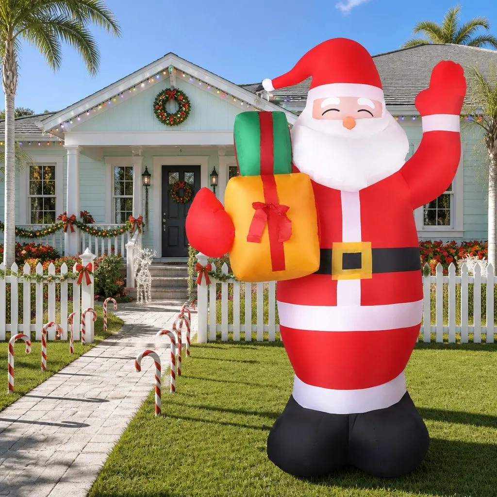 Christmas Inflatable Santa 2.4M Multicoloured LED Lights Decoration