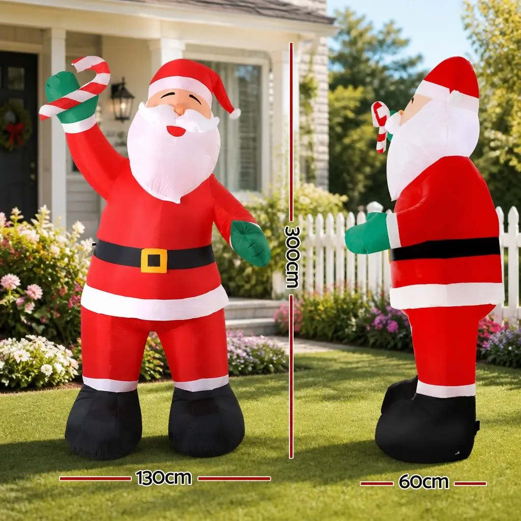 Christmas Inflatable Decoration 3M Red White LED Polyester Indoor Outdoor