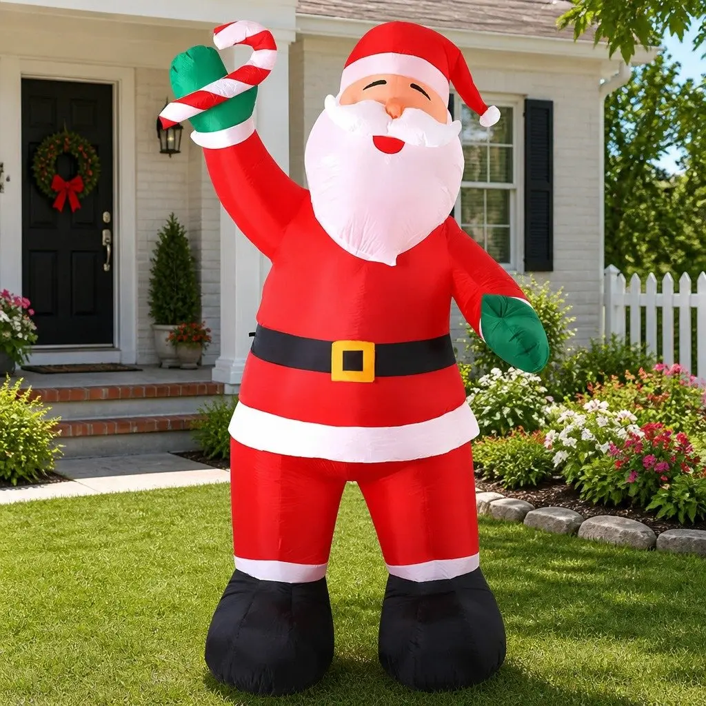 Christmas Inflatable Decoration 3M Red White LED Polyester Indoor Outdoor