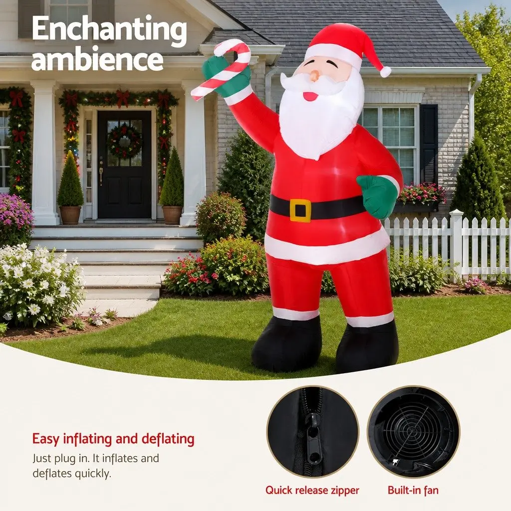 Christmas Inflatable Decoration 3M Red White LED Polyester Indoor Outdoor