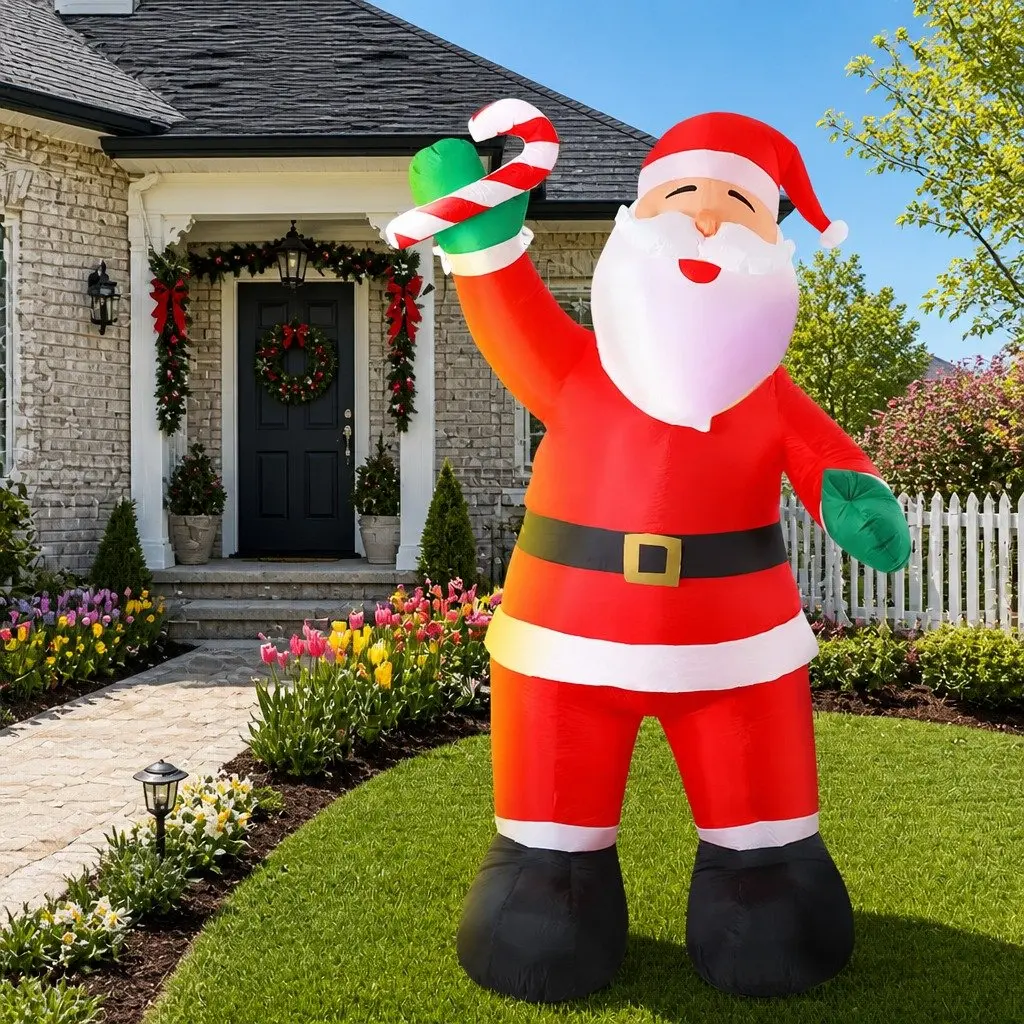 Christmas Inflatable Decoration 3M Red White LED Polyester Indoor Outdoor