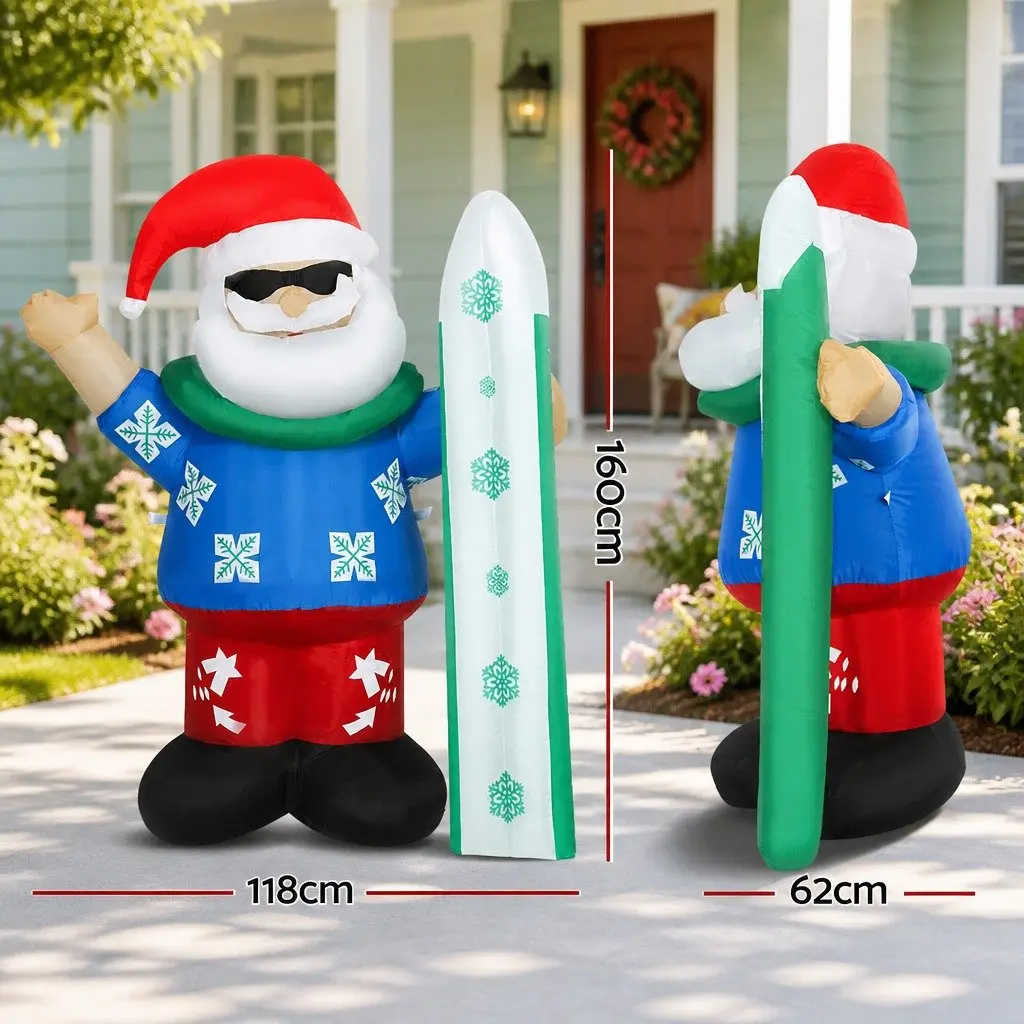 Christmas Inflatable Santa 1.6M Illuminated Multicoloured Decorations with LED