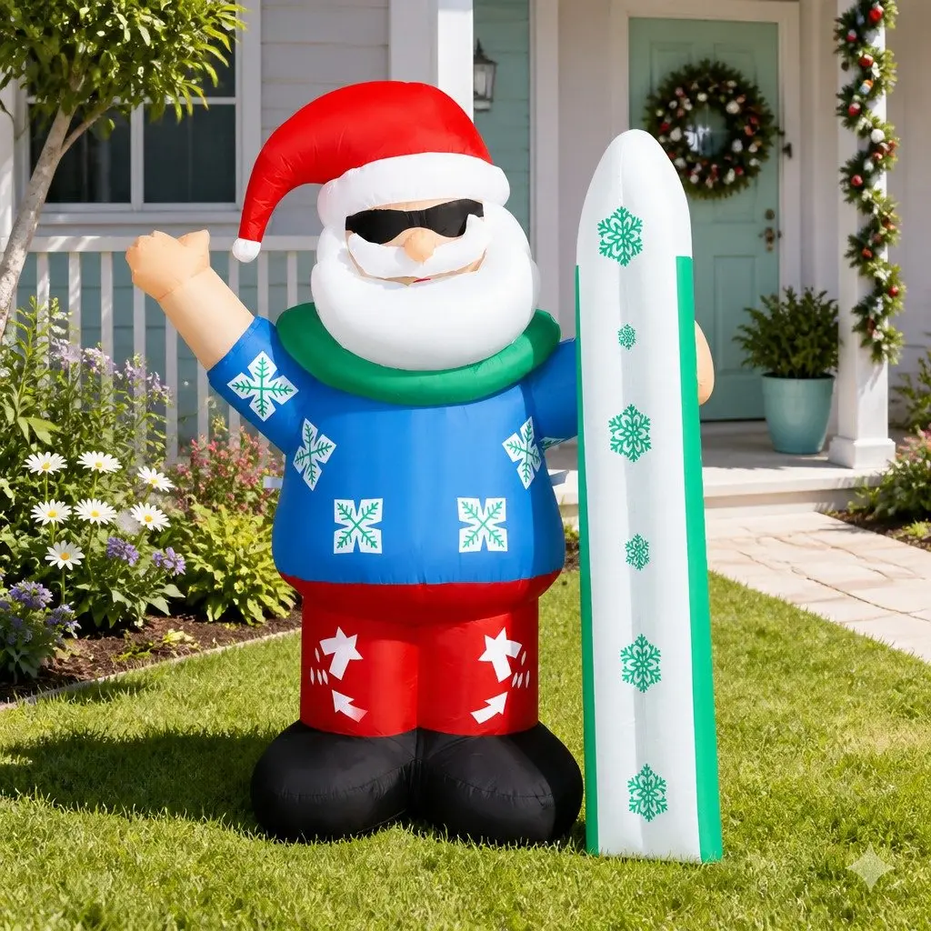 Christmas Inflatable Santa 1.6M Illuminated Multicoloured Decorations with LED