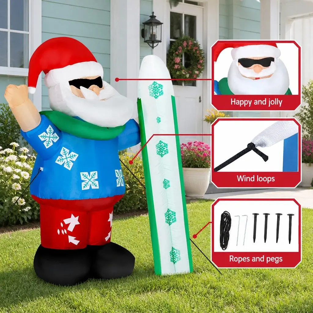 Christmas Inflatable Santa 1.6M Illuminated Multicoloured Decorations with LED