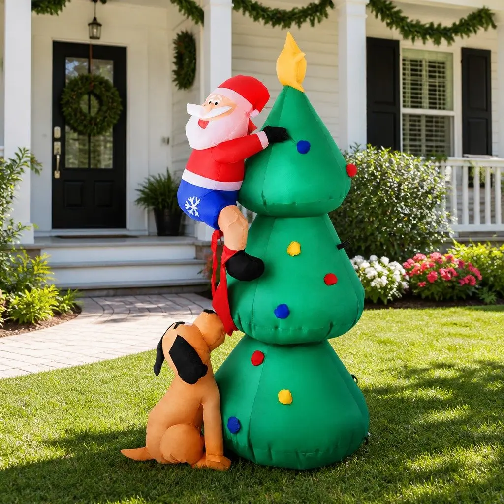Christmas Inflatable Santa Tree 1.8M LED Multicoloured Outdoor