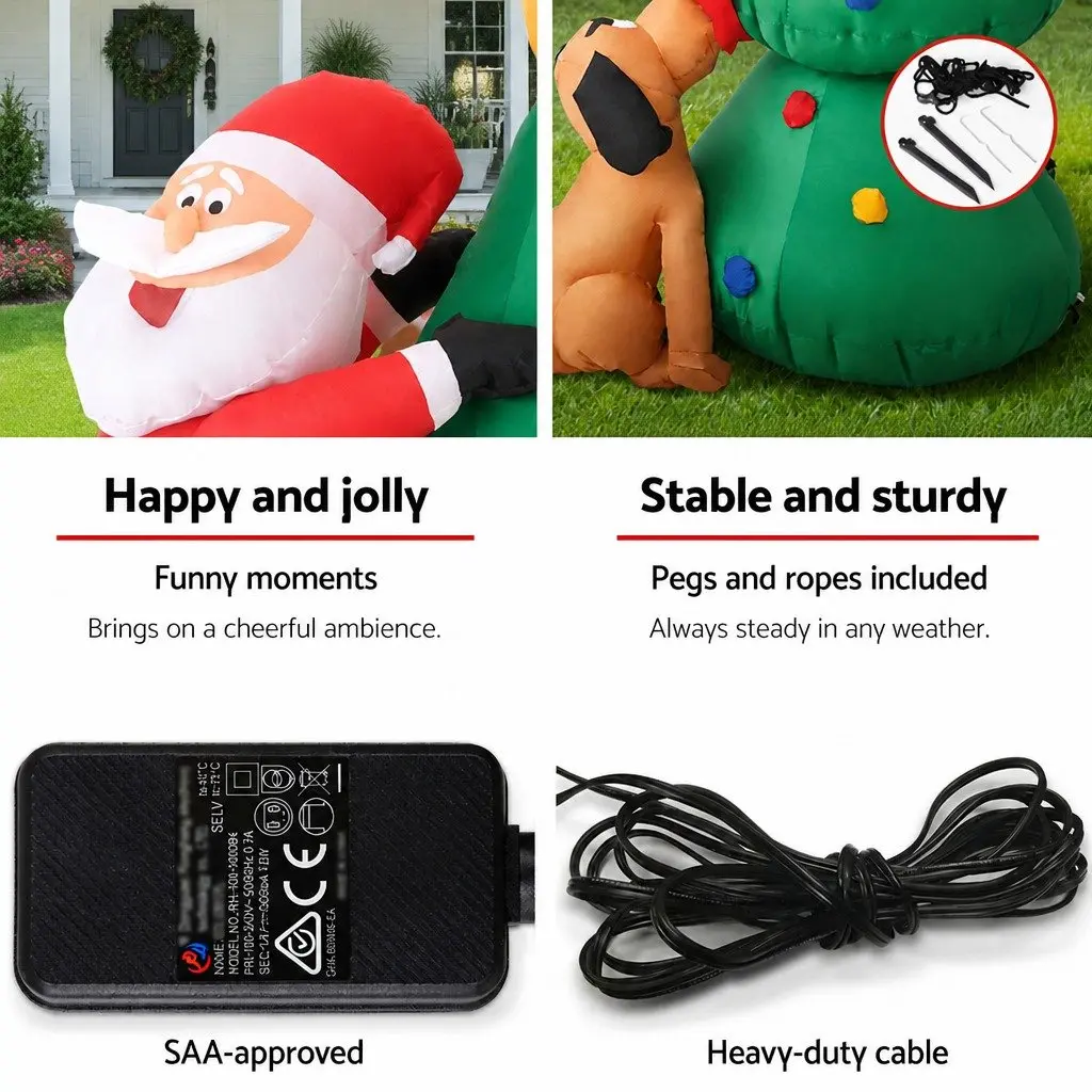 Christmas Inflatable Santa Tree 1.8M LED Multicoloured Outdoor
