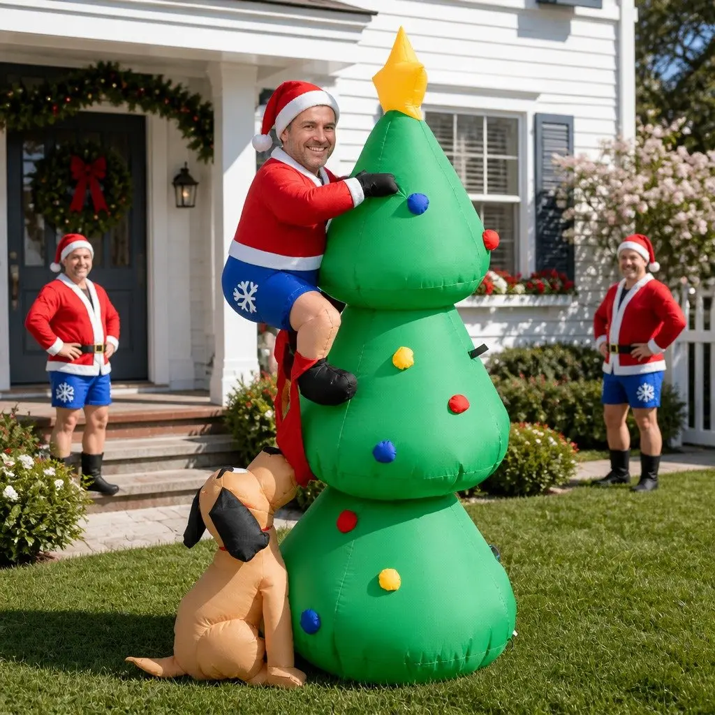 Christmas Inflatable Santa Tree 1.8M LED Multicoloured Outdoor