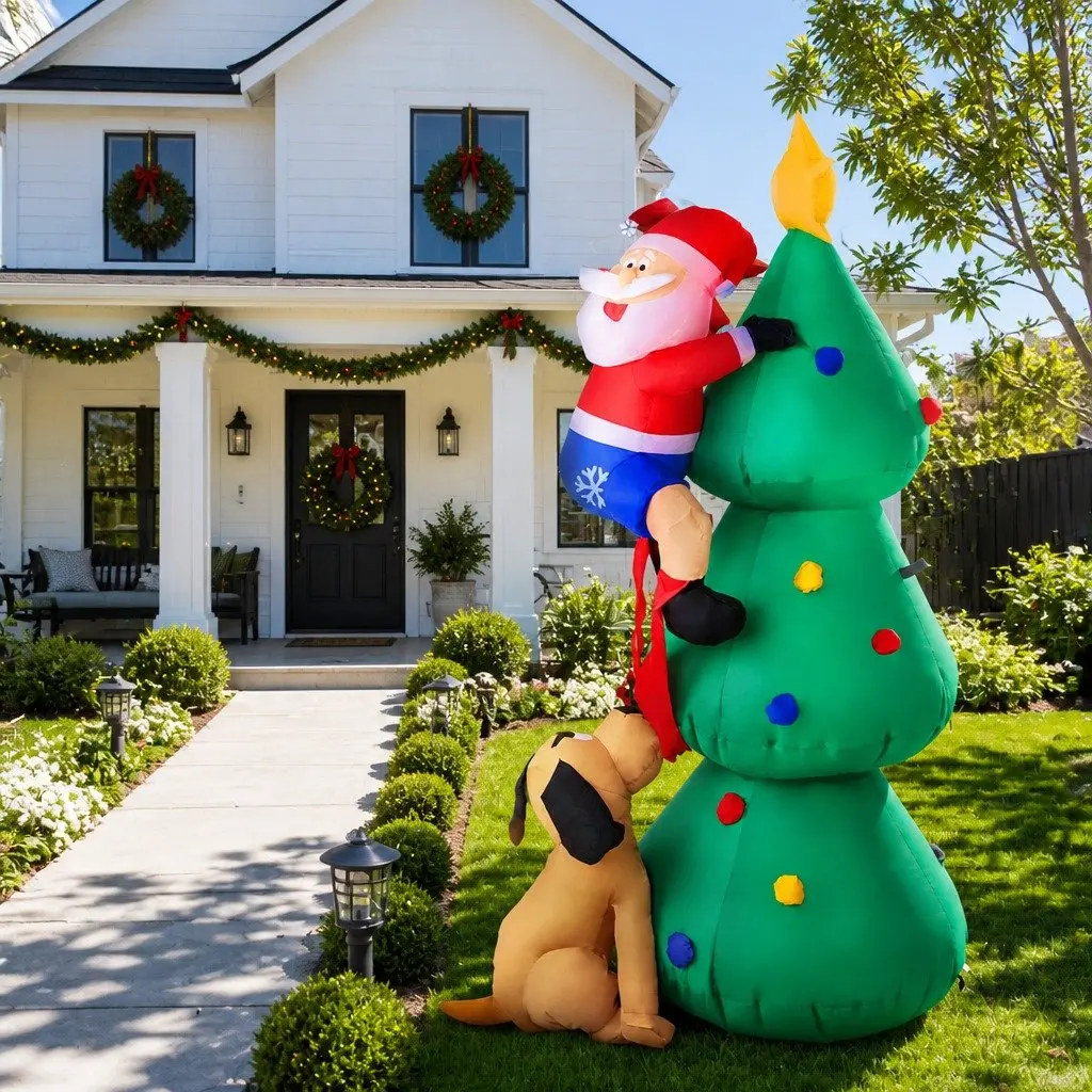 Christmas Inflatable Santa Tree 1.8M LED Multicoloured Outdoor