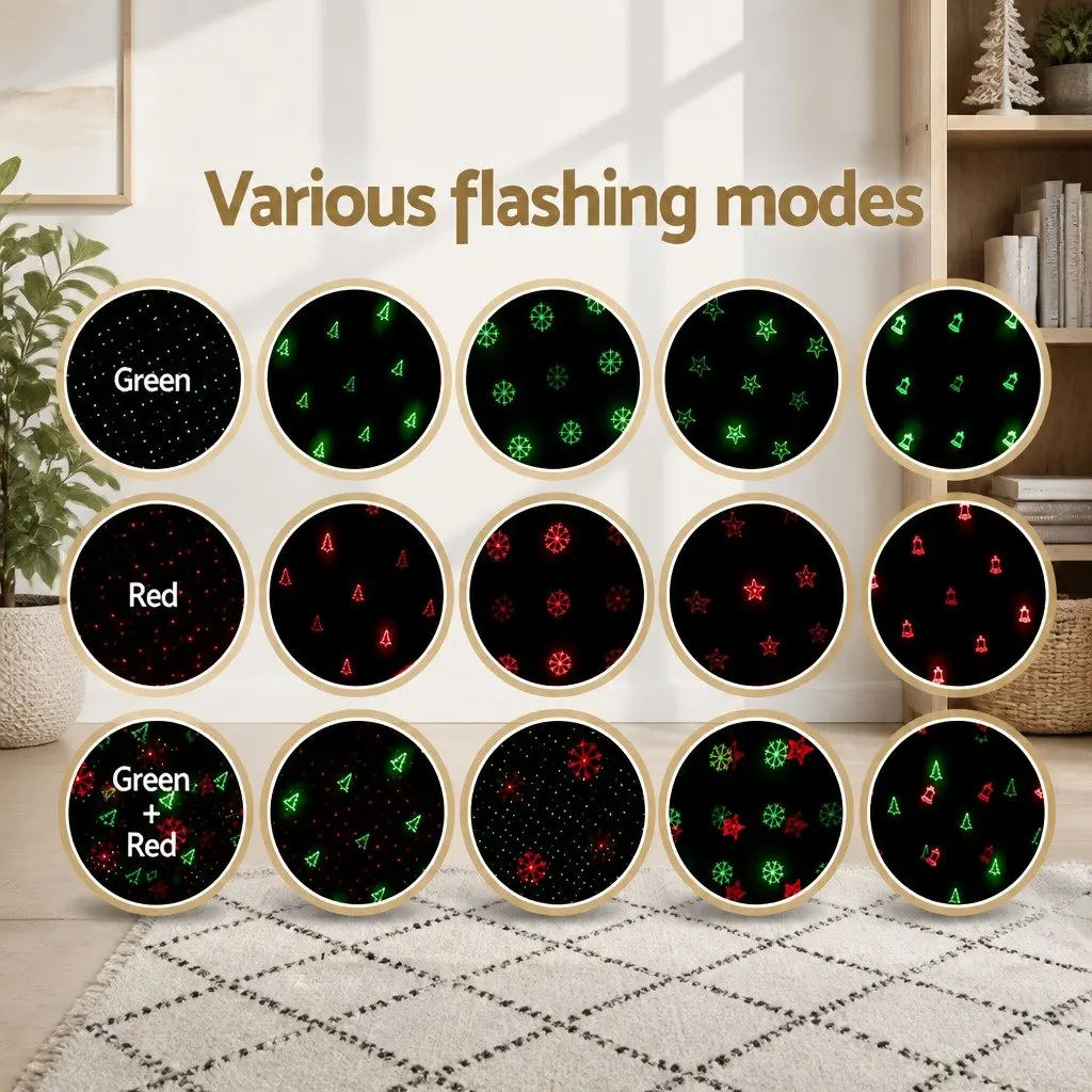 Laser Light Projector Red Green Flashing Outdoor Decorations 5-10m ABS